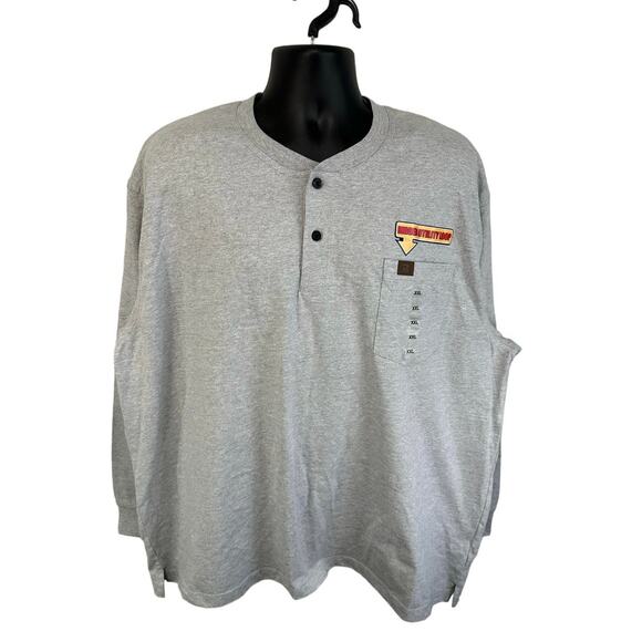 NEW Wrangler Riggs Workwear Long Sleeve Henley Work Utility Shirt Grey Size 2XL - Picture 1 of 8